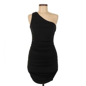 Black Bodycon Ruched Cocktail Mini Dress- Sophie Rue